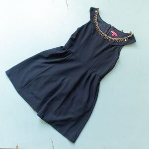 Betsey Johnson Elegant Black Mini Dress with Gold Details